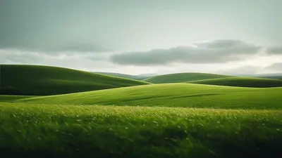 Clear sky after rain over green hills.