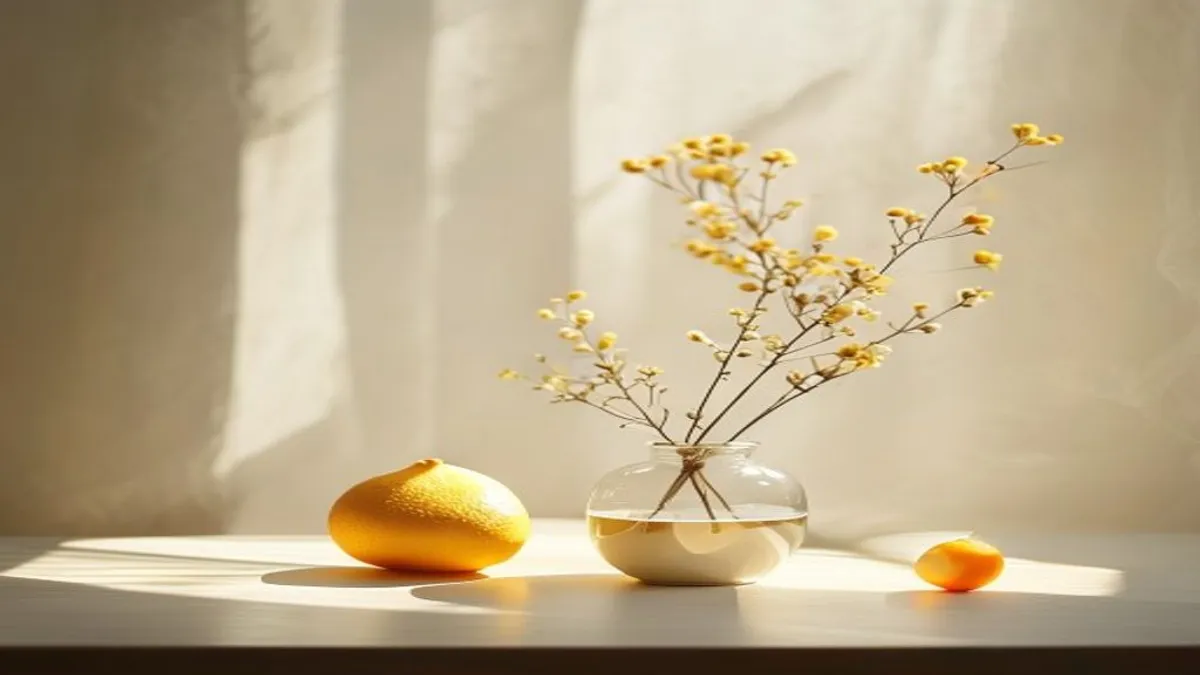 Clean minimal still life with morning light.