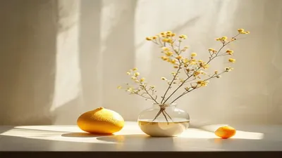 Clean minimal still life with morning light.