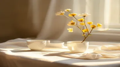 Clean minimal still life with morning light.