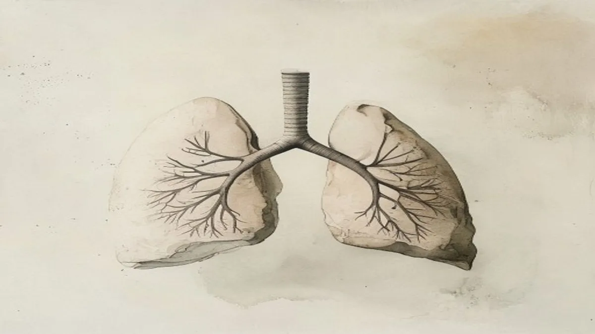 Soft watercolor illustration of human lungs.